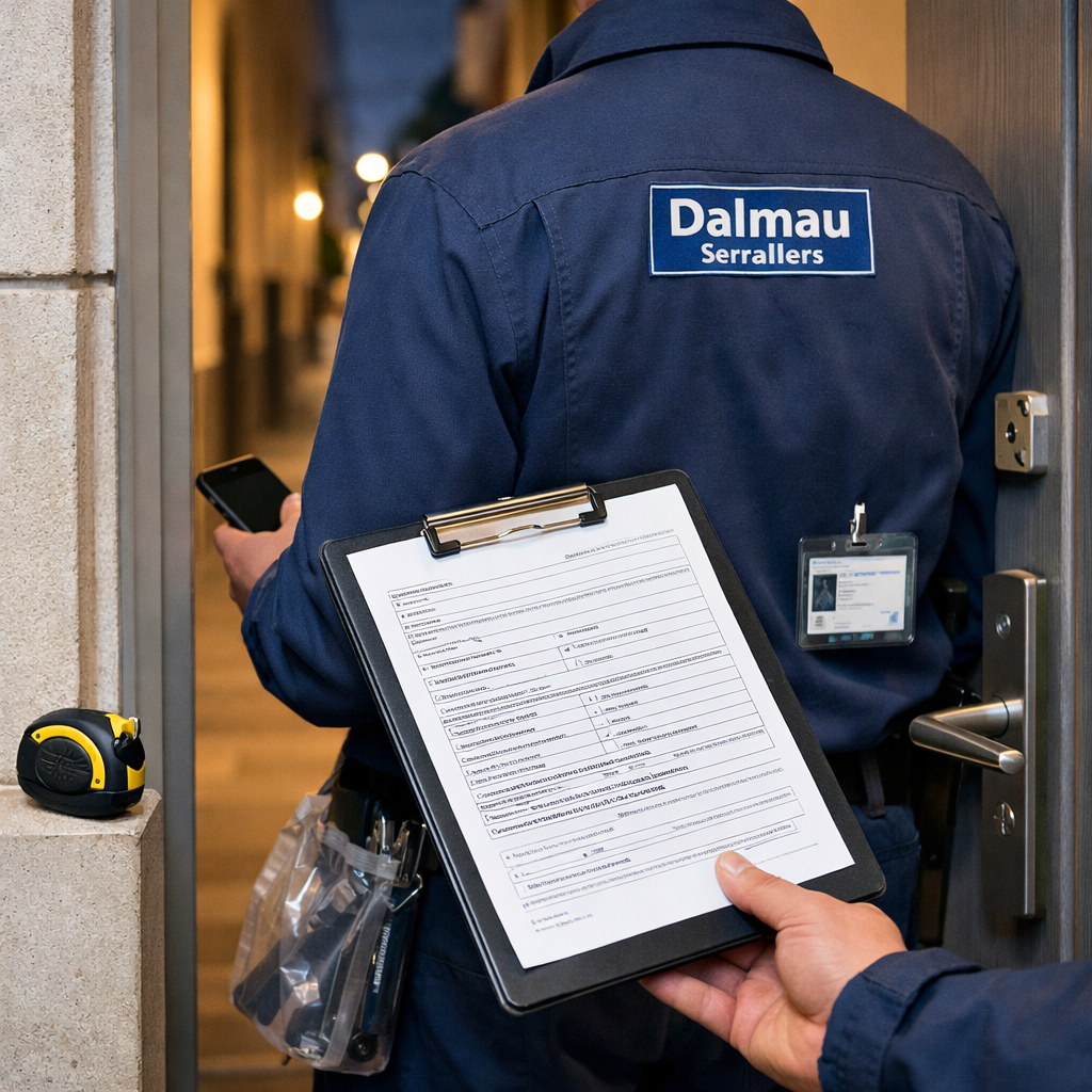 Técnico en puerta con clipboard; Cuales son las mejores empresas de apertura de puertas en Barcelona