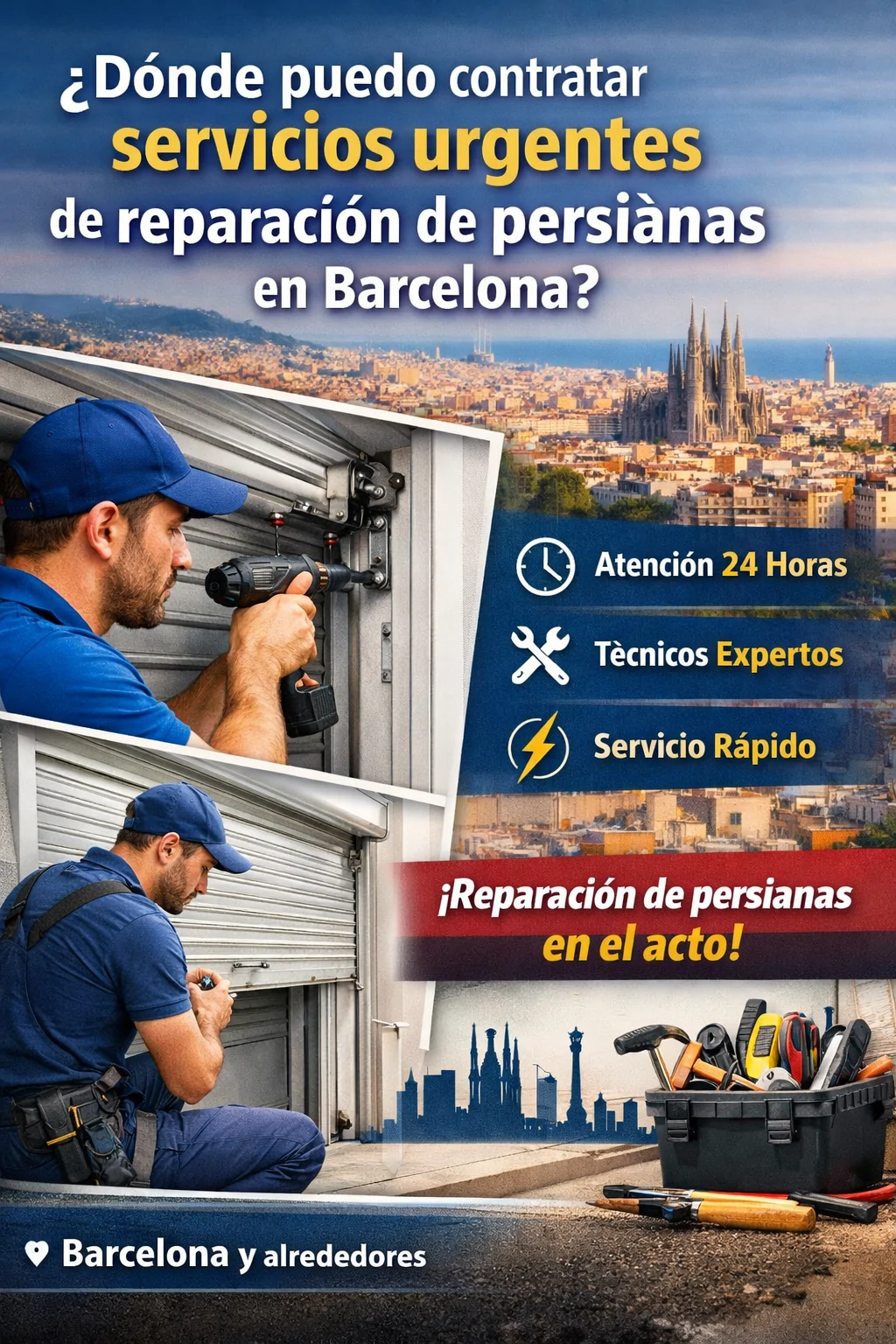 Donde puedo contratar servicios urgentes de reparacion de persianas en Barcelona - Cerrajeros urgentes disponibles 24 horas en Barcelona baratos
