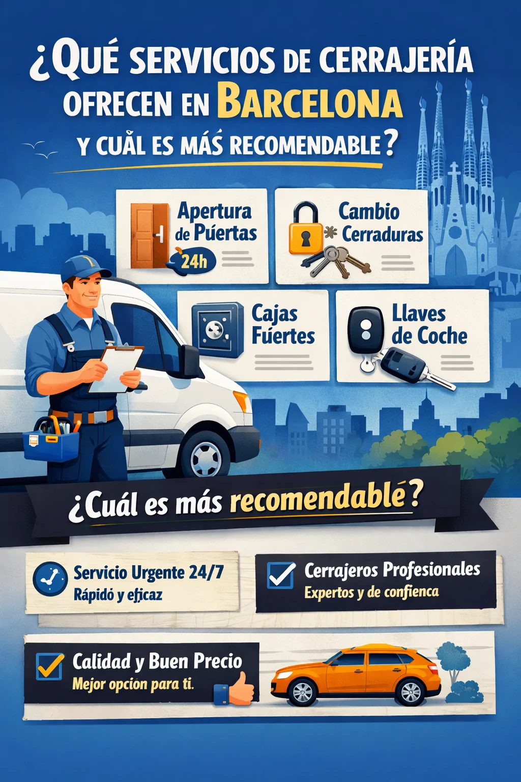 Que servicios de cerrajeria ofrecen en Barcelona y cual es mas recomendable - Cerrajeros urgentes disponibles 24 horas en Barcelona baratos